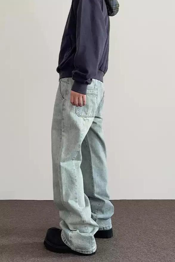 Washed Structured Flare Jeans Korean Street Fashion Jeans By A PUEE Shop Online at OH Vault