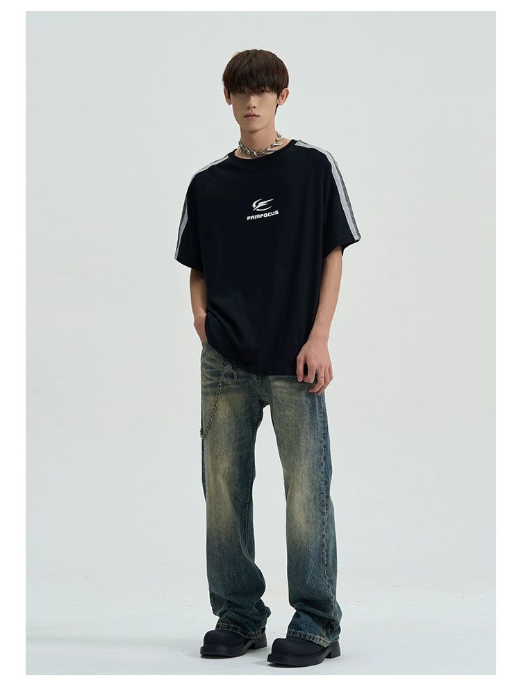 Side Spliced Logo T-Shirt Korean Street Fashion T-Shirt By A PUEE Shop Online at OH Vault