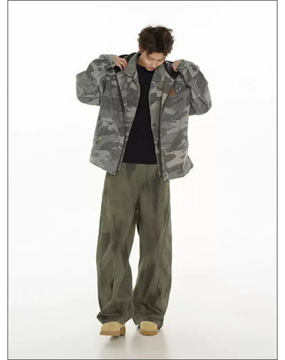 Buckled Neck Strap Camo Hooded Jacket Korean Street Fashion Jacket By Mr Nearly Shop Online at OH Vault