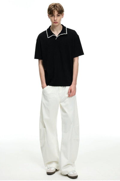 Stitched Outline Collar Knit T-Shirt Korean Street Fashion T-Shirt By MaxDstr Shop Online at OH Vault