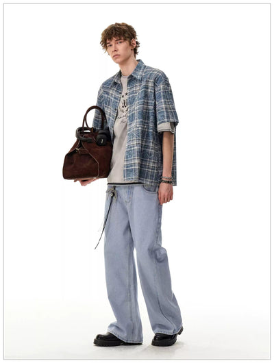 Abstract Lines Checkered Shirt Korean Street Fashion Shirt By Mr Nearly Shop Online at OH Vault