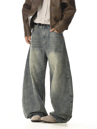 Faded Scratched Baggy Fit Jeans Korean Street Fashion Jeans By MEBXX Shop Online at OH Vault