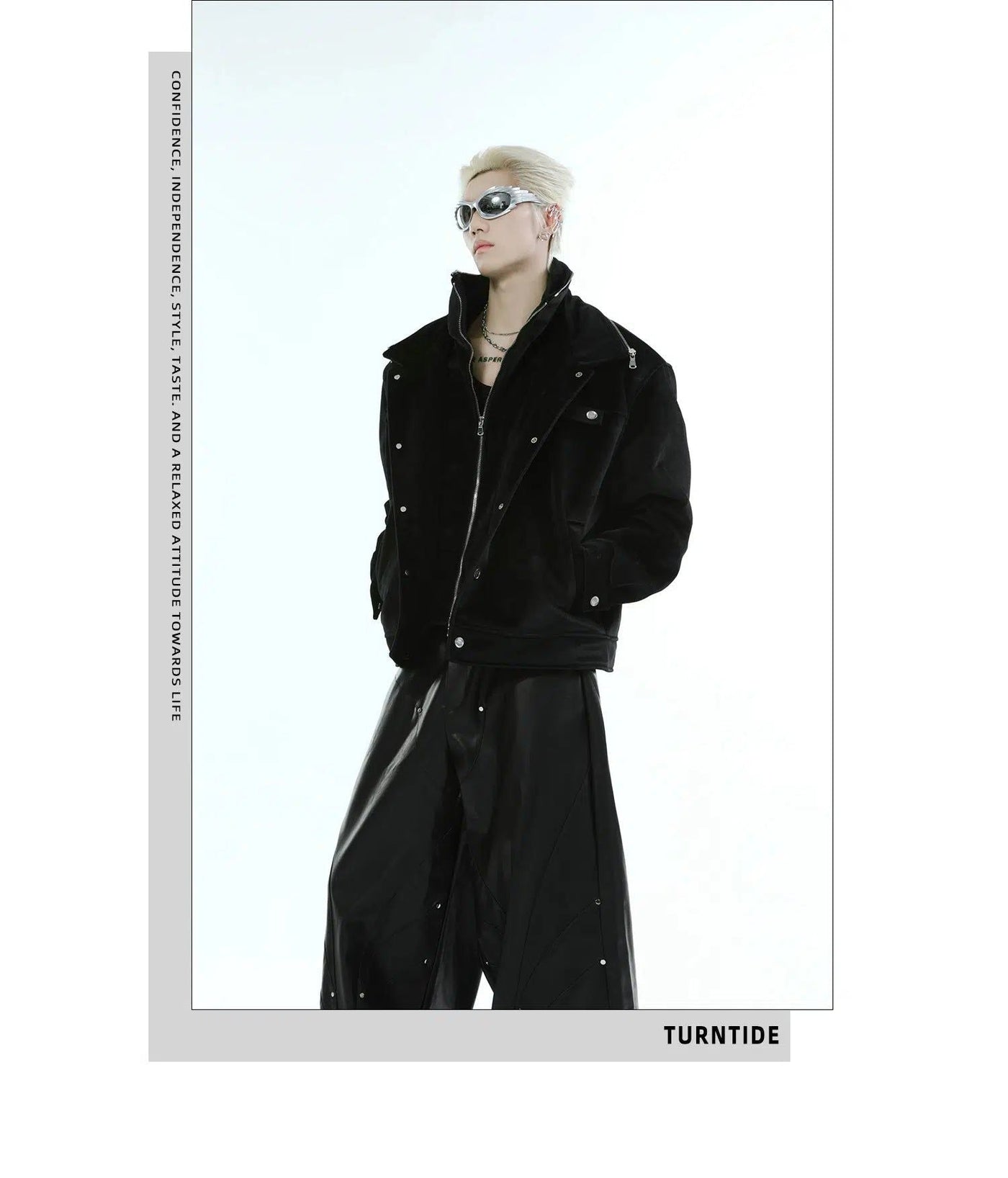 Double-Layer High Collar Jacket Korean Street Fashion Jacket By Turn Tide Shop Online at OH Vault