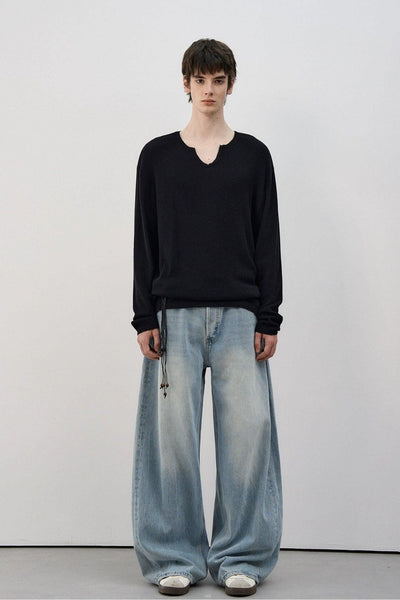 Curve Cuts Detail Sweater Korean Street Fashion Sweater By MaxDstr Shop Online at OH Vault