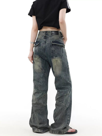 Washed Faded Workwear Jeans Korean Street Fashion Jeans By Mr Nearly Shop Online at OH Vault