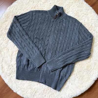 Stand Collar Cable Knit Jacket Korean Street Fashion Jacket By Made Extreme Shop Online at OH Vault