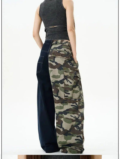 Asymmetric Camouflage Cargo Pants Korean Street Fashion Pants By 77Flight Shop Online at OH Vault