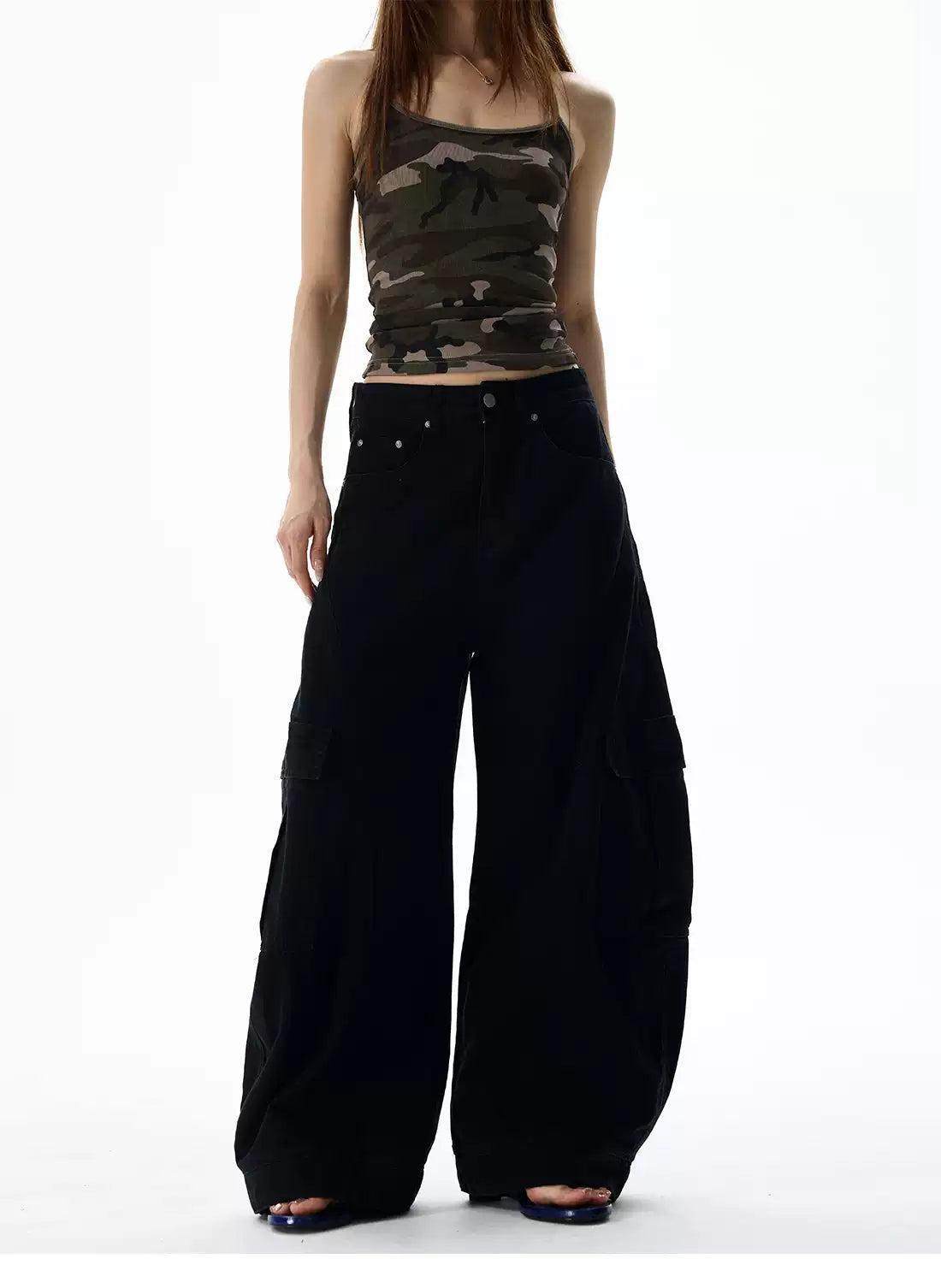 Structured Seam Cargo Jeans Korean Street Fashion Jeans By 77Flight Shop Online at OH Vault