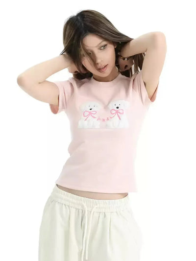 Puppy Patched T-Shirt Korean Street Fashion T-Shirt By INS Korea Shop Online at OH Vault