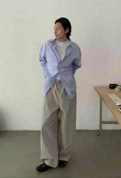 Striped Loose Shirt Korean Street Fashion Shirt By In Knots Shop Online at OH Vault