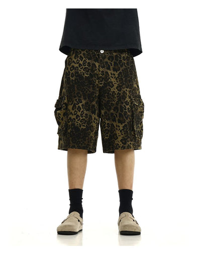 Leopard Print Cargo Shorts Korean Street Fashion Shorts By MEBXX Shop Online at OH Vault