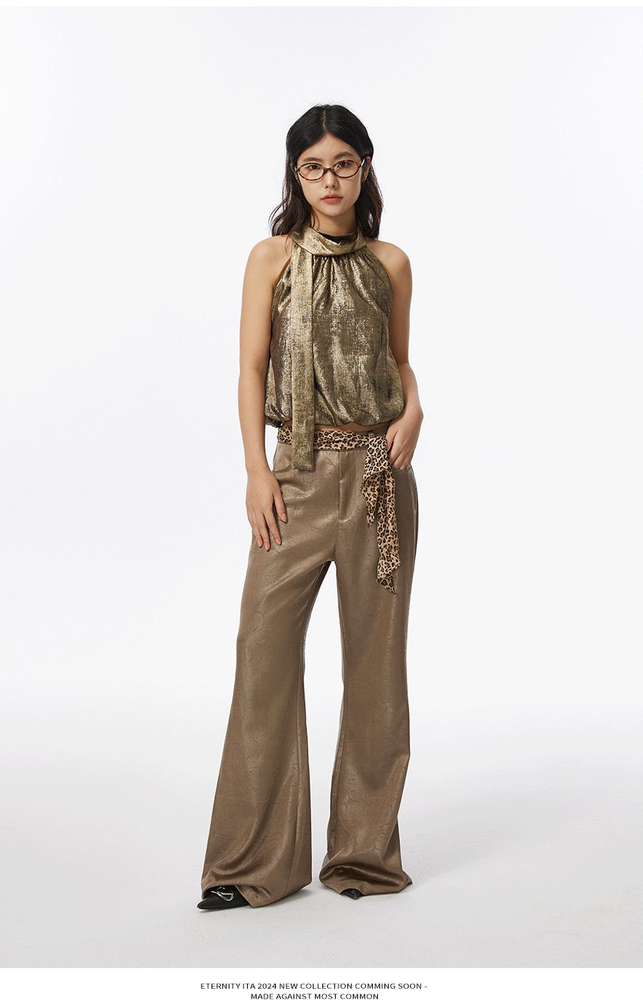 Shiny Textured Drapey Pants Korean Street Fashion Pants By ETERNITY ITA Shop Online at OH Vault