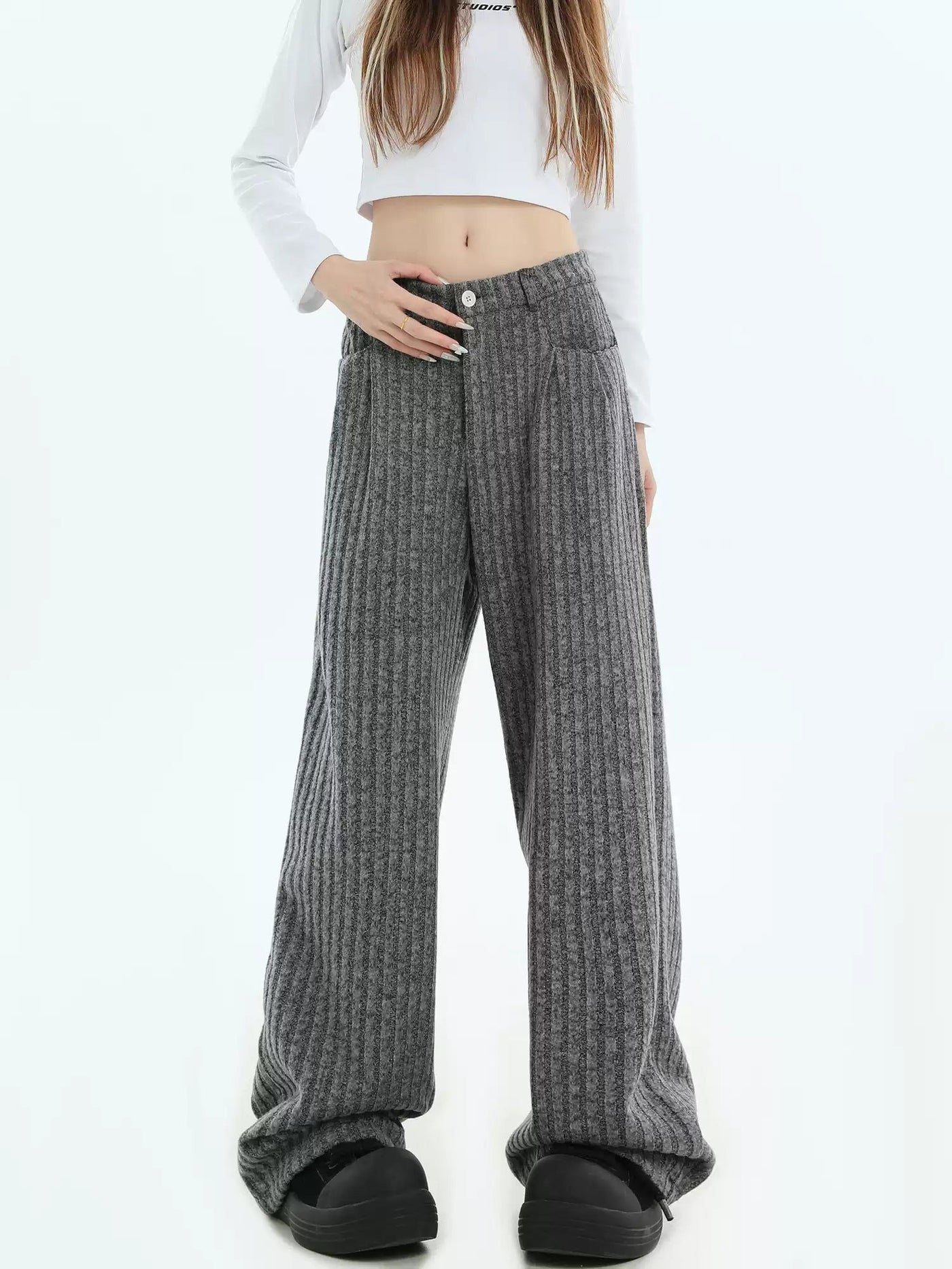 Clean Fit Striped Straight Pants Korean Street Fashion Pants By INS Korea Shop Online at OH Vault