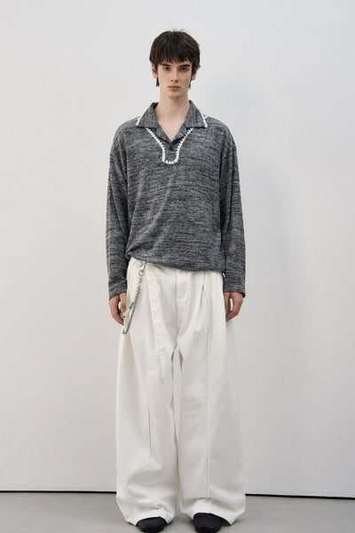 Contrast Outlined Textured Sweater Korean Street Fashion Sweater By MaxDstr Shop Online at OH Vault
