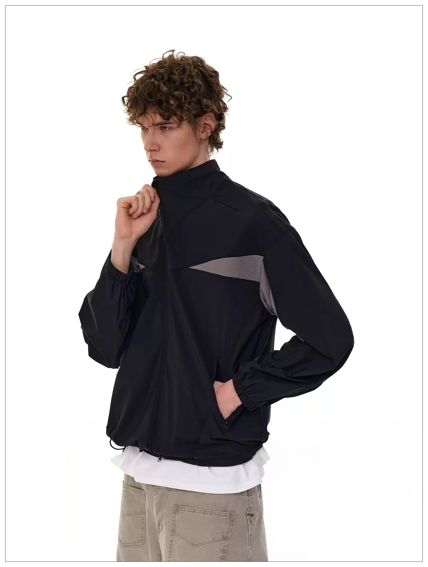 Contrast Spliced Nylon Jacket Korean Street Fashion Jacket By Mr Nearly Shop Online at OH Vault