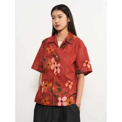 Flowers Graphic Print Shirt Korean Street Fashion Shirt By 11St Crops Shop Online at OH Vault