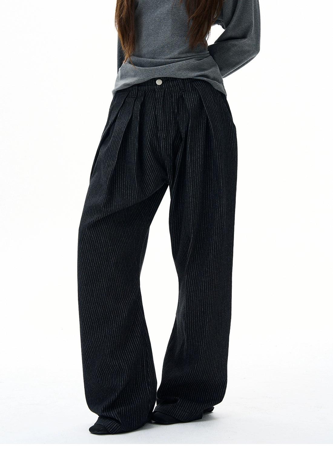 Chic Striped Pleated Pants Korean Street Fashion Pants By 77Flight Shop Online at OH Vault