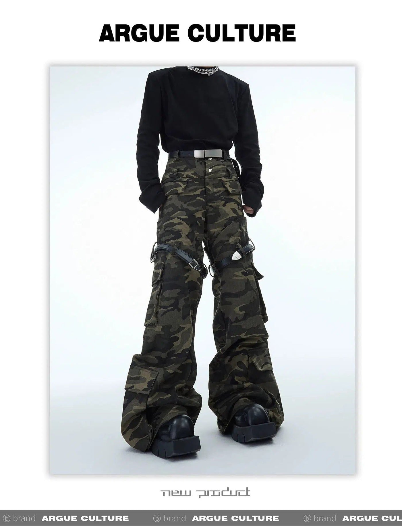 Thigh Belted Camo Cargo Pants Korean Street Fashion Pants By Argue Culture Shop Online at OH Vault