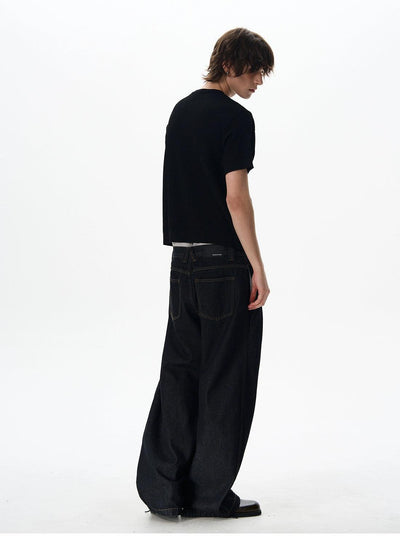 Henley Collar Ribbed Knit T-Shirt Korean Street Fashion T-Shirt By 77Flight Shop Online at OH Vault