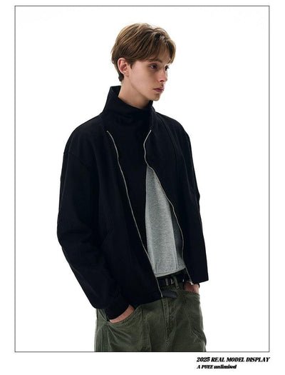 Structured Wrap Collar Asymmetric Zipped Jacket