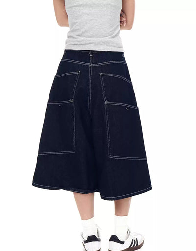 Topstitch Scimitar Denim Shorts Korean Street Fashion Shorts By Blacklists Shop Online at OH Vault