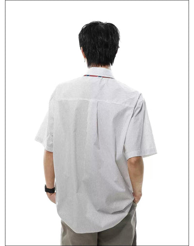 College Tie Striped Shirt Korean Street Fashion Shirt By Mr Nearly Shop Online at OH Vault