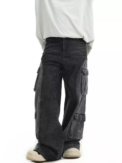 Spliced Washed Cargo Jeans Korean Street Fashion Jeans By INS Korea Shop Online at OH Vault