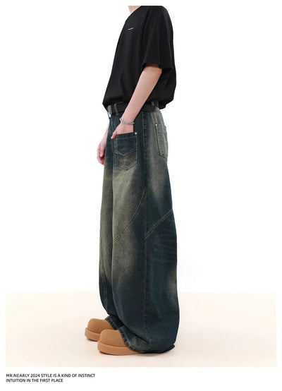 Asymmetric Washed Jeans Korean Street Fashion Jeans By Mr Nearly Shop Online at OH Vault