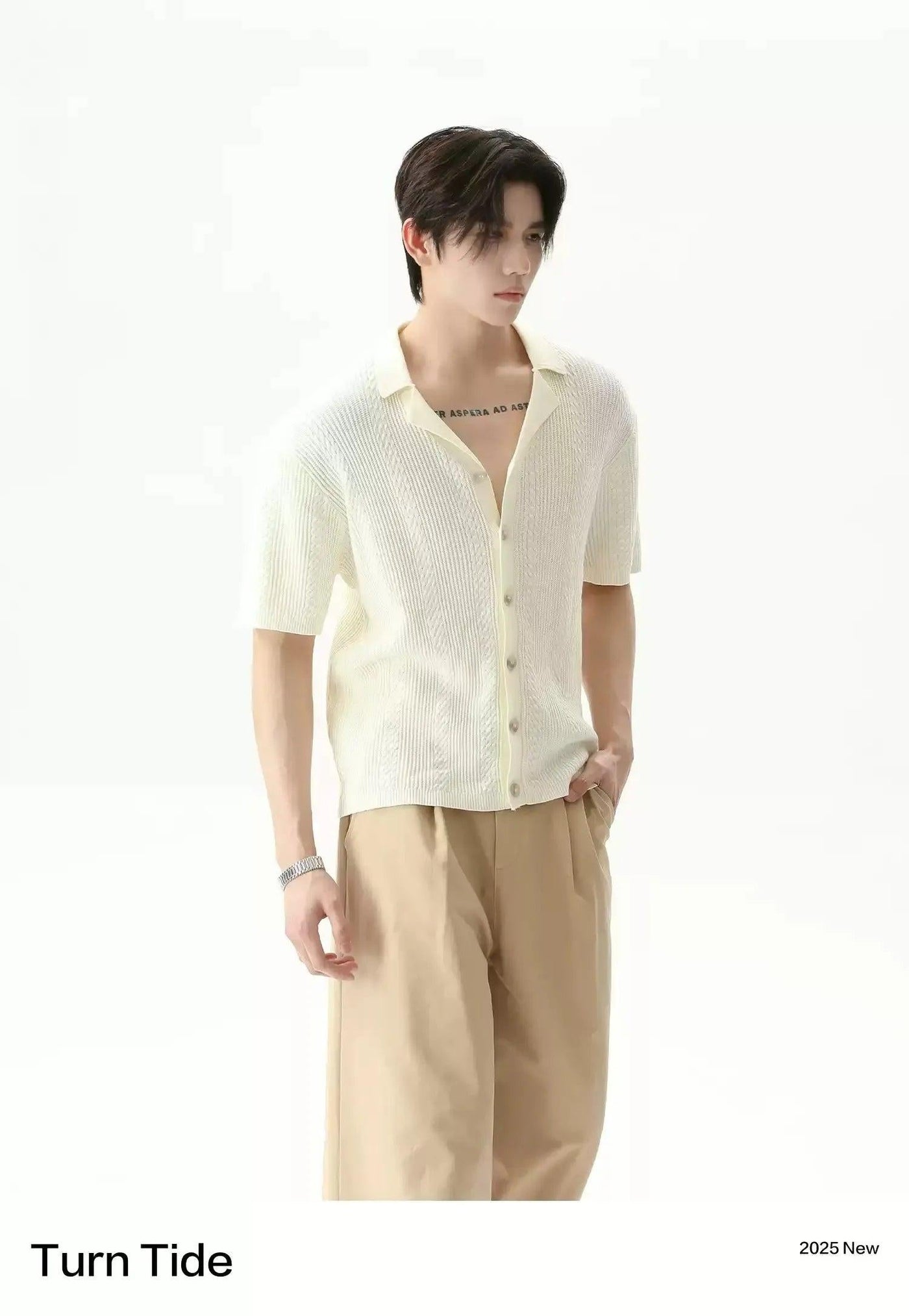 Cable Knit Lapel Cardigan Korean Street Fashion Shirt By Turn Tide Shop Online at OH Vault