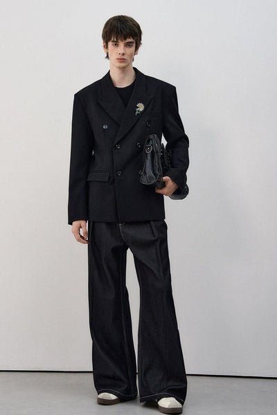 Double Breasted Peak Lapel Blazer Korean Street Fashion Blazer By MaxDstr Shop Online at OH Vault