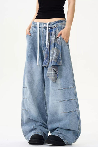 Drawstring Pleated Faded Loose Jeans Korean Street Fashion Jeans By MaxDstr Shop Online at OH Vault