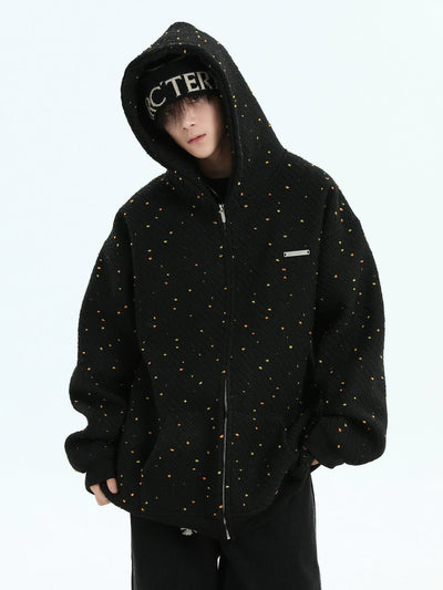 Textured Dots Zip-Up Hoodie