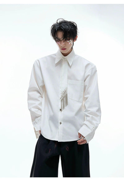 Metallic Buttons Neck-Tie Shirt Korean Street Fashion Shirt By Argue Culture Shop Online at OH Vault