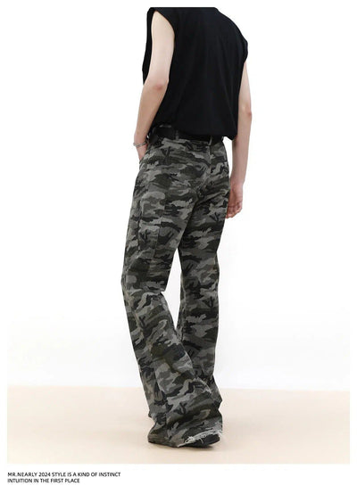 Flared Camo Print Pants Korean Street Fashion Pants By Mr Nearly Shop Online at OH Vault