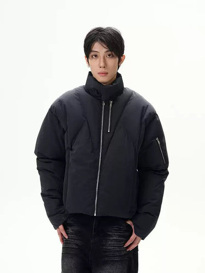 Zipped Detail Puffer Jacket Korean Street Fashion Jacket By 77Flight Shop Online at OH Vault