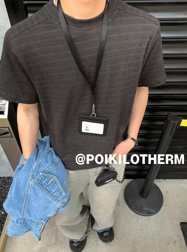 Textured Plain Color T-Shirt Korean Street Fashion T-Shirt By Poikilotherm Shop Online at OH Vault