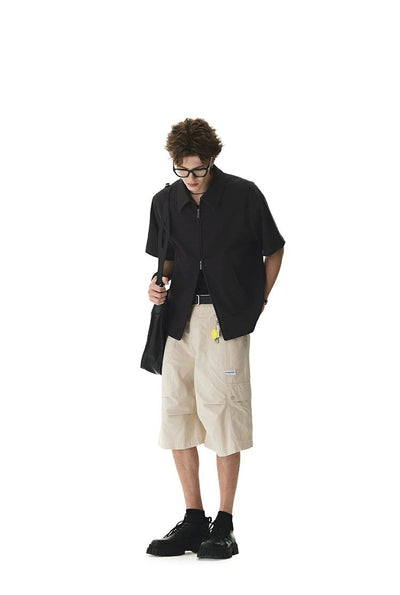 Two-Zip Boxy Fit Shirt Korean Street Fashion Shirt By Cro World Shop Online at OH Vault