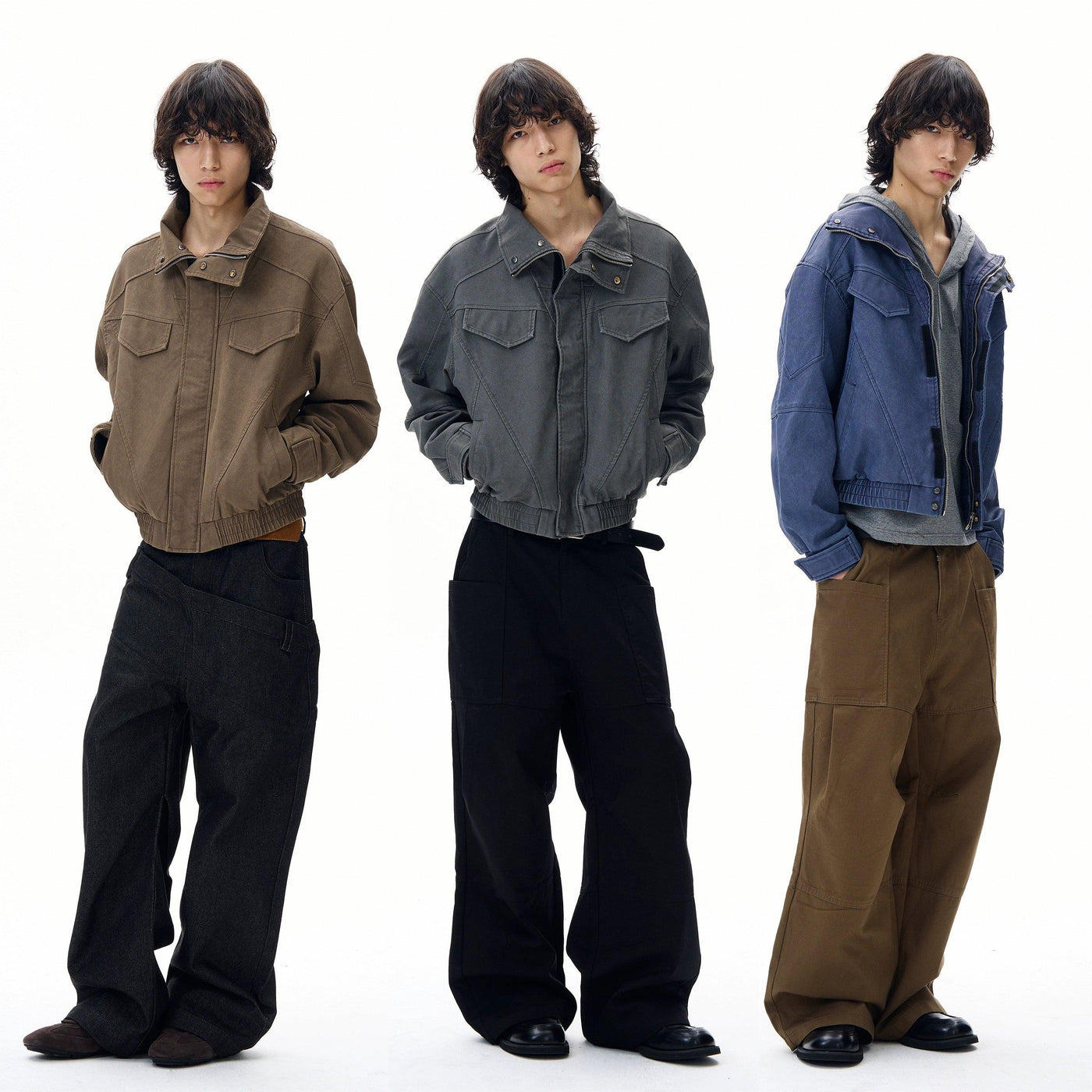 Structured Ruch Hem Jacket Korean Street Fashion Jacket By 77Flight Shop Online at OH Vault