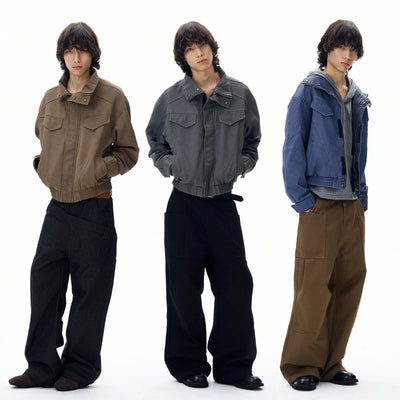 Structured Ruch Hem Jacket Korean Street Fashion Jacket By 77Flight Shop Online at OH Vault