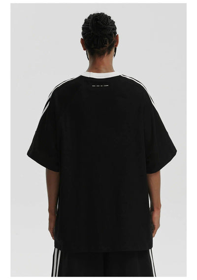 Three-Stripes Contrast T-Shirt Korean Street Fashion T-Shirt By Lost CTRL Shop Online at OH Vault