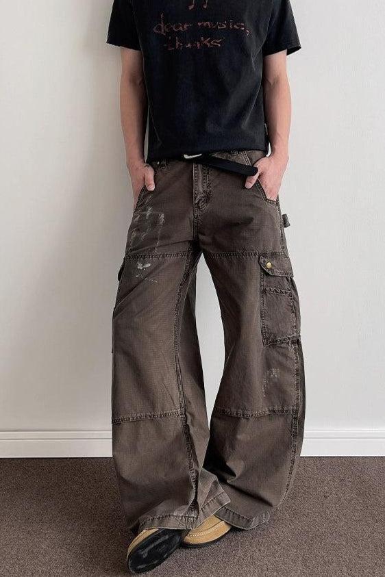Versatile Utility Cargo Jeans Korean Street Fashion Jeans By A PUEE Shop Online at OH Vault