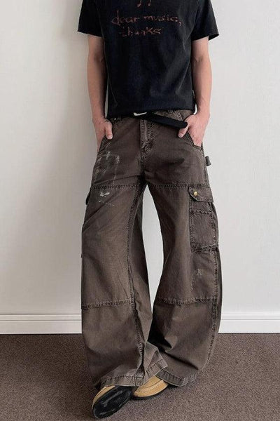 Versatile Utility Cargo Jeans Korean Street Fashion Jeans By A PUEE Shop Online at OH Vault