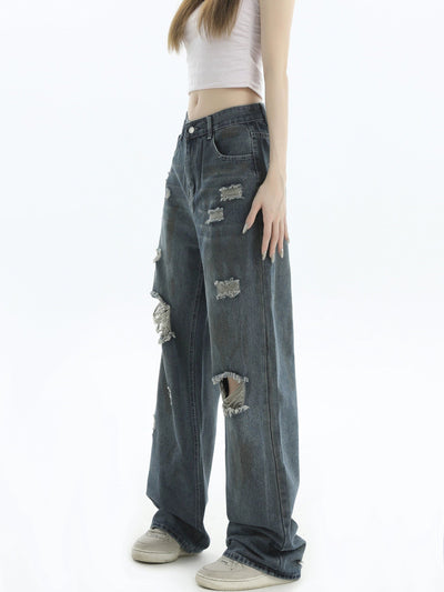 Spray-Painted Ripped Jeans Korean Street Fashion Jeans By INS Korea Shop Online at OH Vault