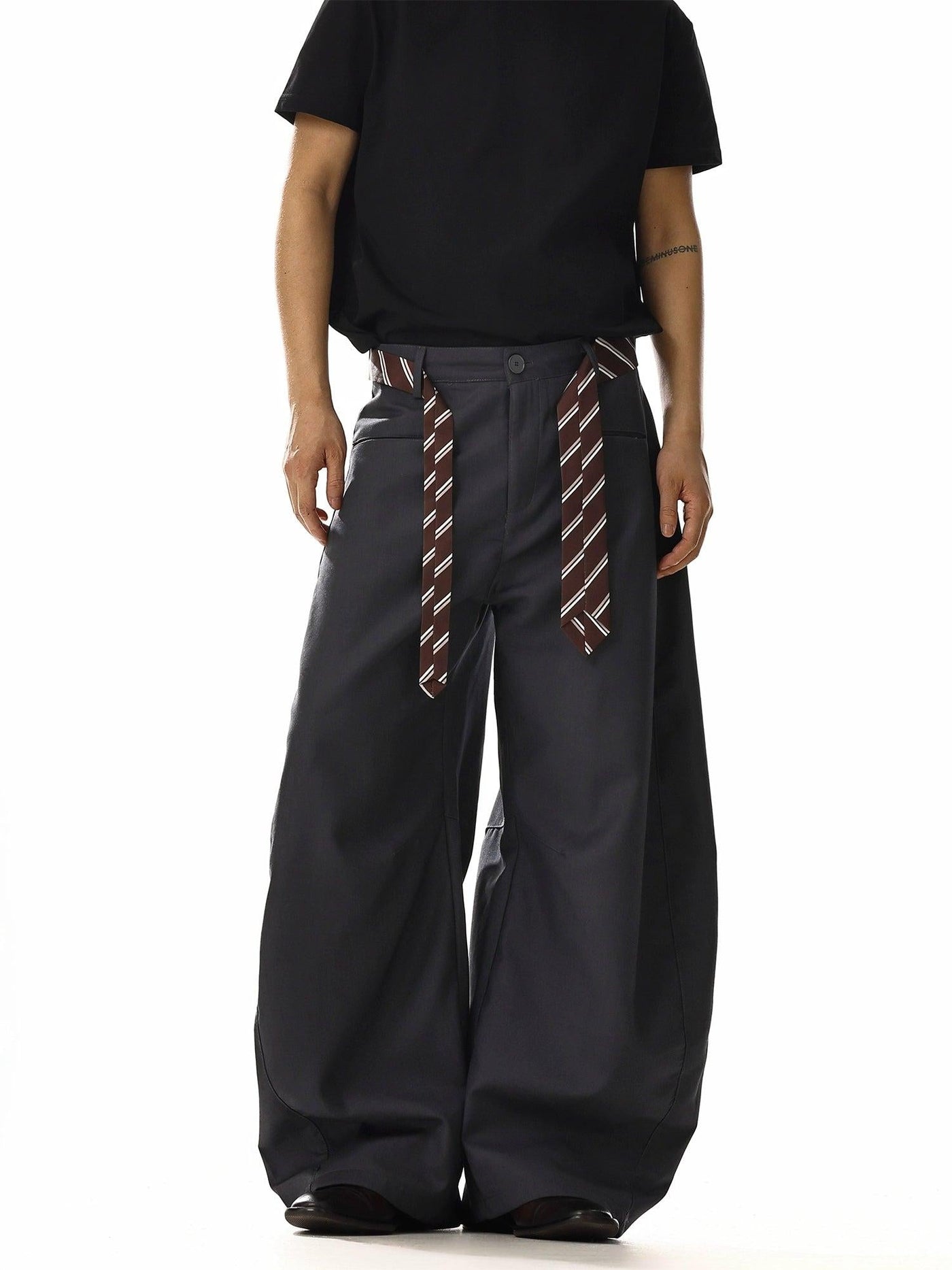 Striped Tie Wide Pants Korean Street Fashion Pants By MEBXX Shop Online at OH Vault