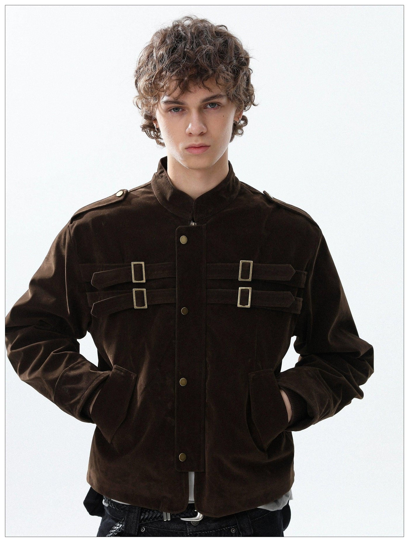 Metal Buckle Short Jacket Korean Street Fashion Jacket By Mr Nearly Shop Online at OH Vault