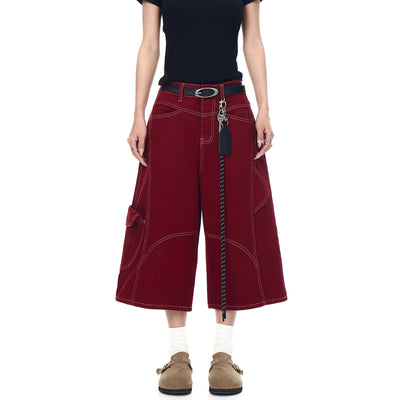 Topstitch String Detail Denim Shorts Korean Street Fashion Shorts By Blacklists Shop Online at OH Vault