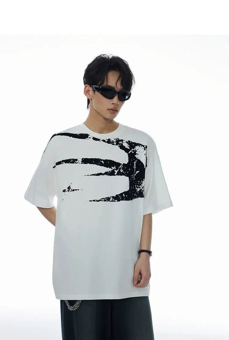 Grunge Logo Print T-Shirt Korean Street Fashion T-Shirt By Cro World Shop Online at OH Vault