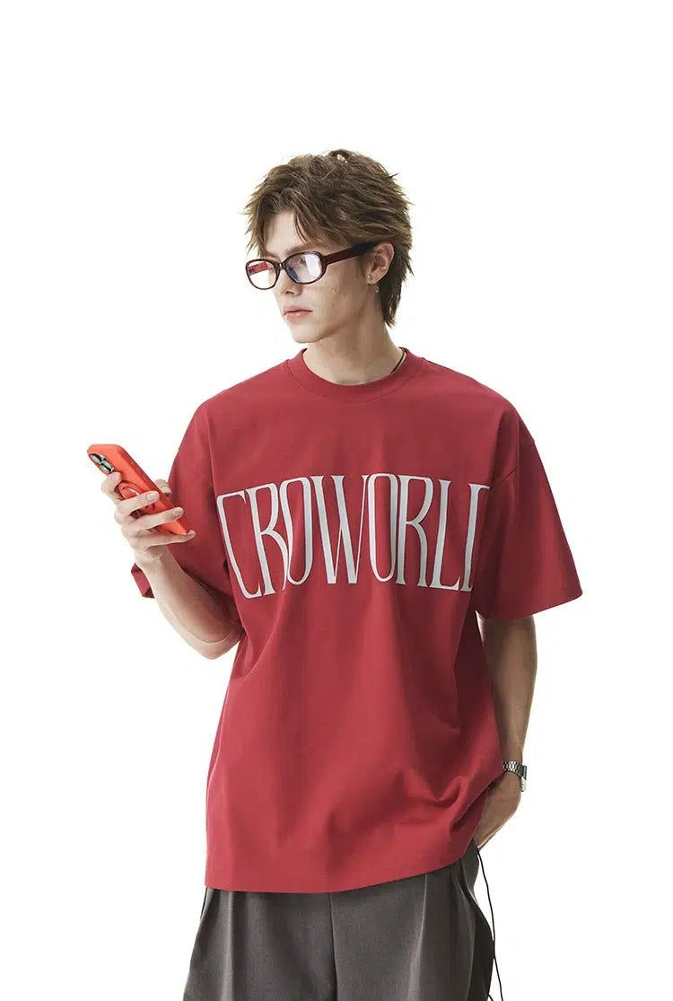 Oversized Letter Logo T-Shirt Korean Street Fashion T-Shirt By Cro World Shop Online at OH Vault