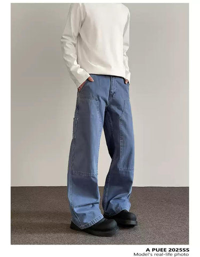 Washed Double-Knee Pants Korean Street Fashion Pants By A PUEE Shop Online at OH Vault