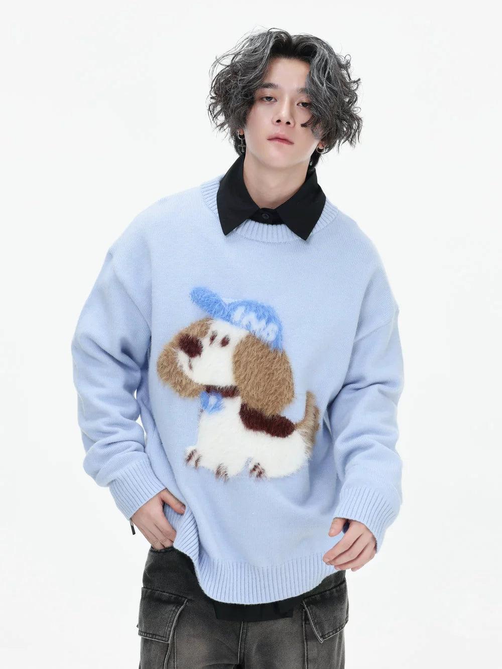Plushy Puppy Ribbed Hem Sweater Korean Street Fashion Sweater By INS Korea Shop Online at OH Vault